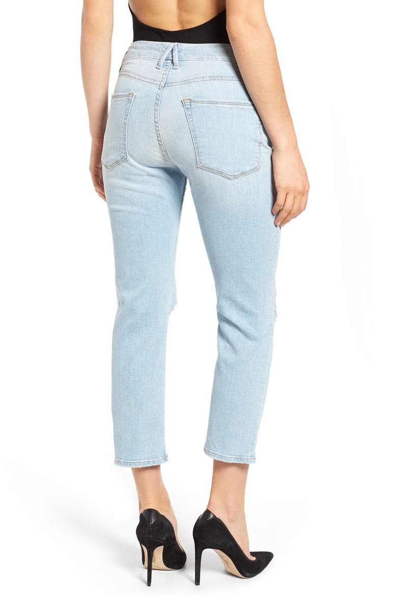 Good Cuts High Rise Ripped Boyfriend Jeans, Alternate, color, BLUE 011