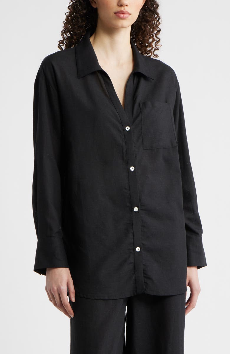 Nordstrom Cover-Up Shirt, Alternate, color, Black