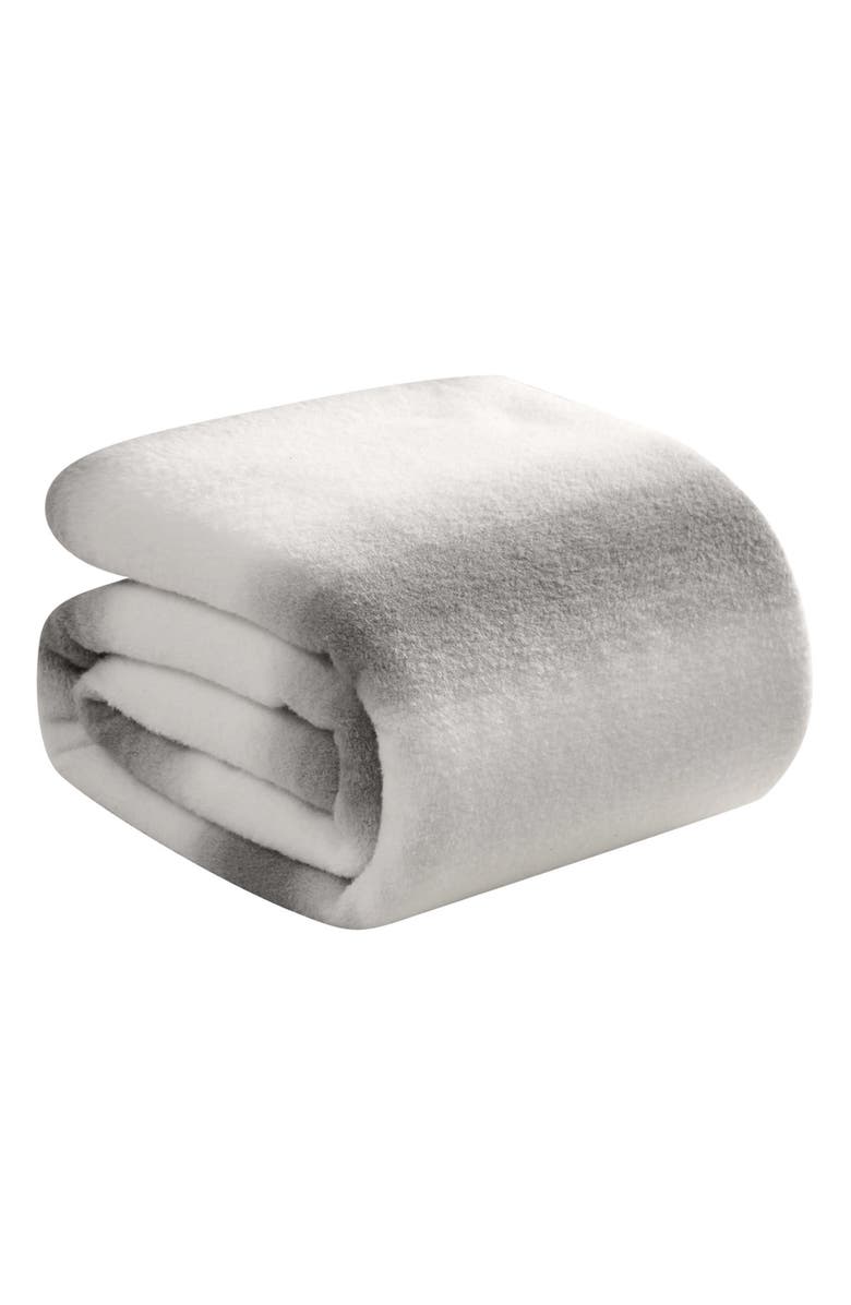 Nine West Stripe Faux Fur Blanket, Main, color, Ombre Stripe Gray