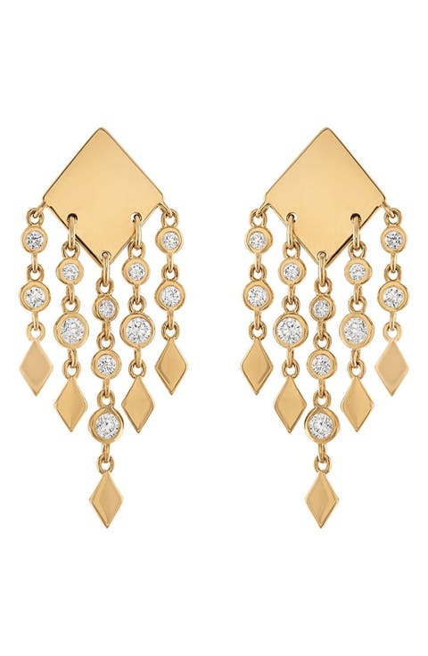 Shine Gold Diamond Fringe Earrings