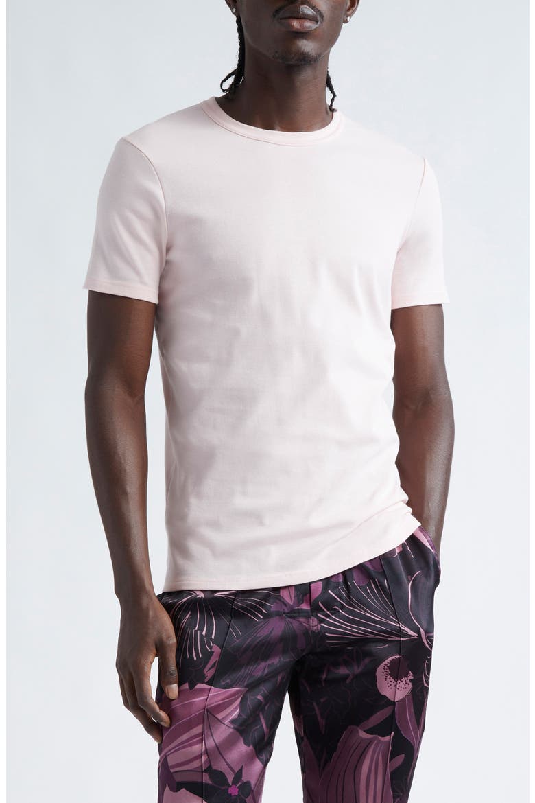 Cotton Jersey Crewneck T-Shirt, Main, color, ROSA PASTELLO QUADRO
