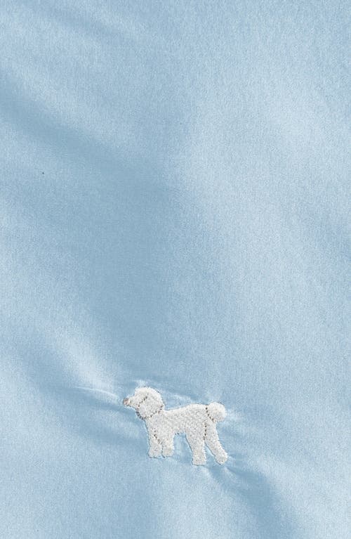Lost Pattern Embroidered Satin Pillowcase & Sleep Mask Set In Blue