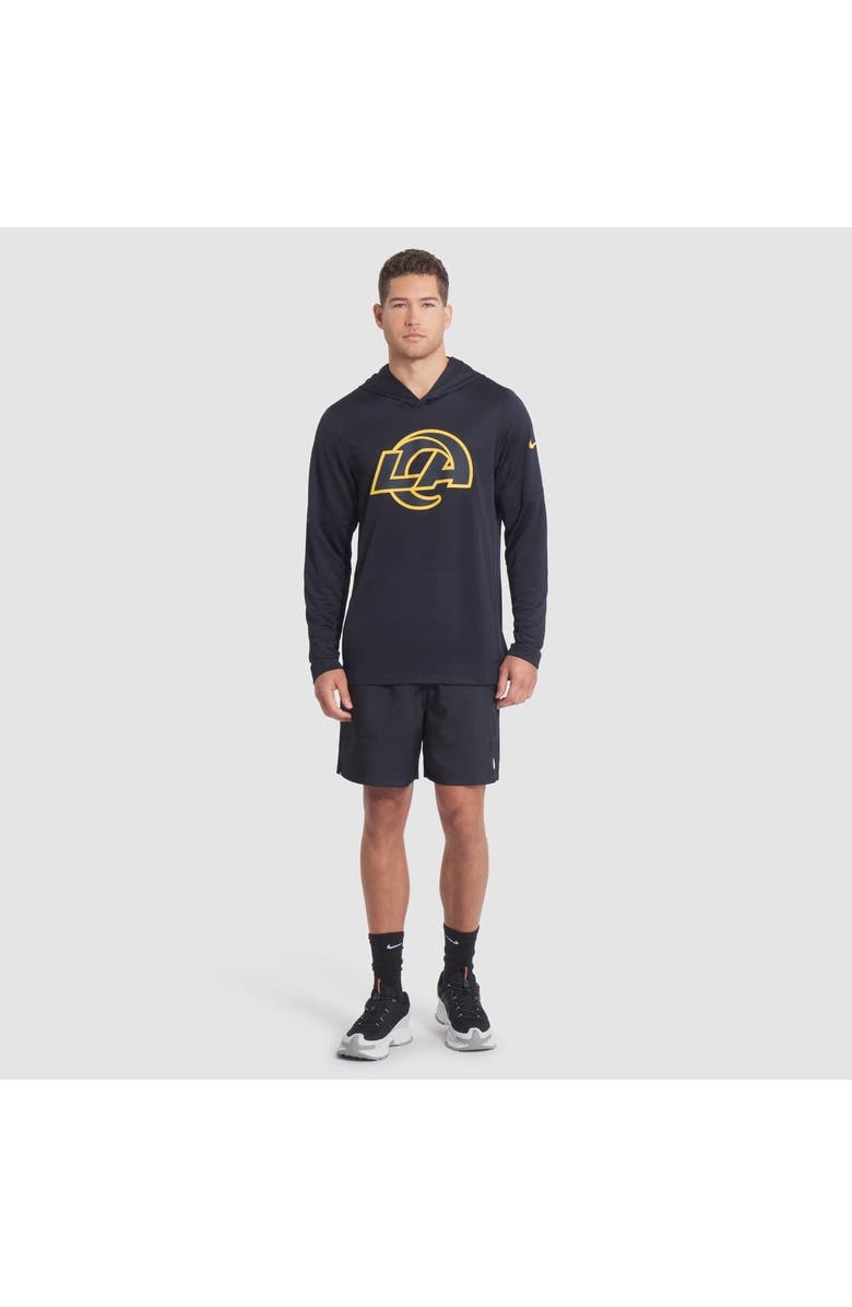 Nike Men
s Nike Midnight Blue Los Angeles Rams 2025 Rivalries Collection Sideline Dri-FIT Long Sleeve Hoodie T-Shirt, Alternate, color, Dark Blue