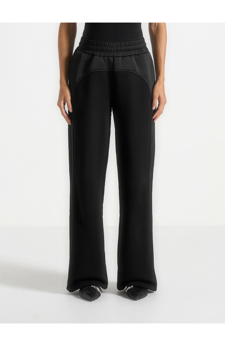 Manière De Voir Loula Jersey And Satin Joggers, Alternate, color, Black