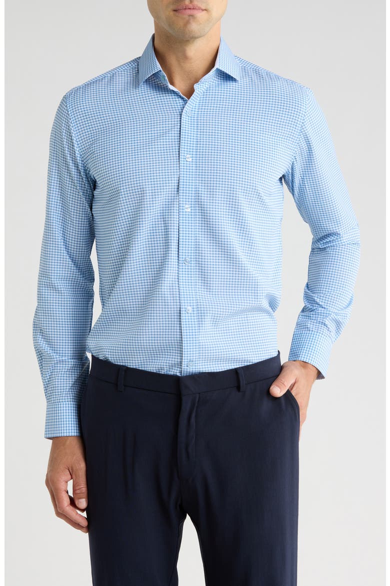 Performance Stretch Winkle Free Button-Up Shirt, Main, color, BLUE