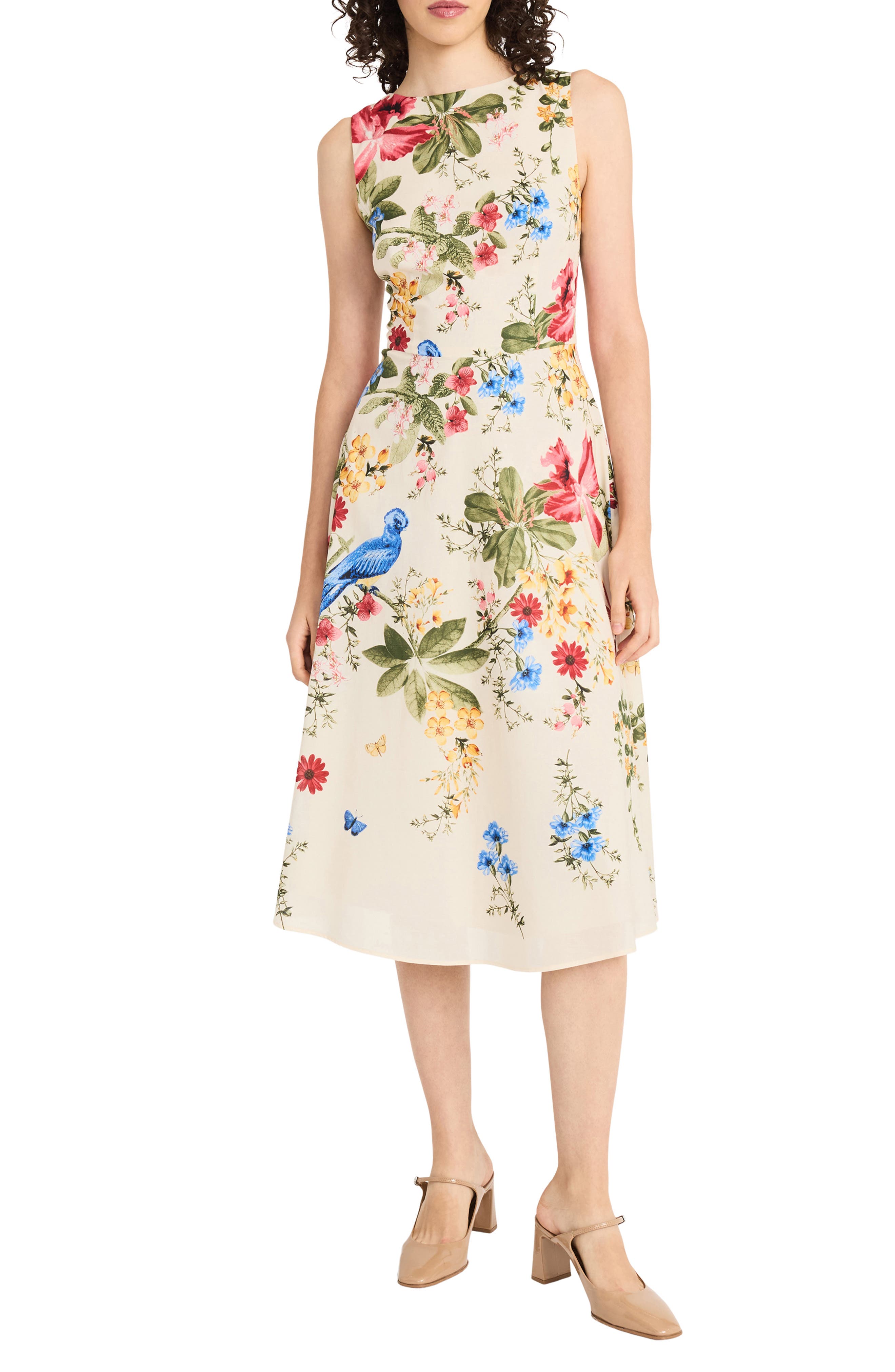 Maggy London Navy Fit & Flare Midi Dress main image 0