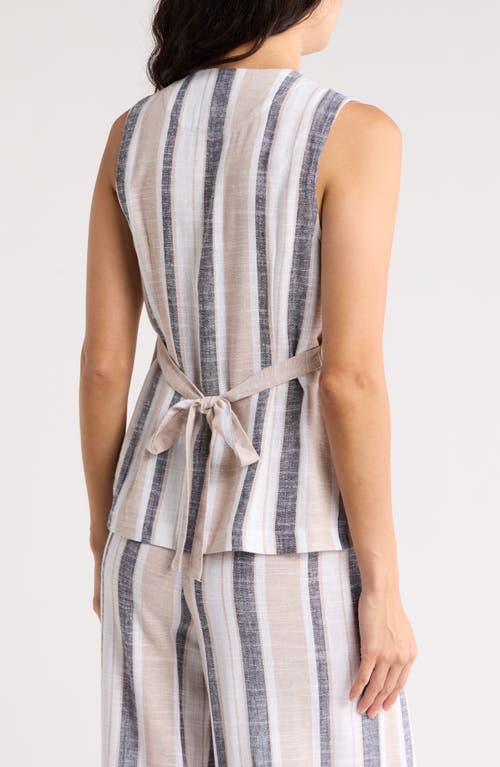 By Design Valencia Vest In Linen Stripe