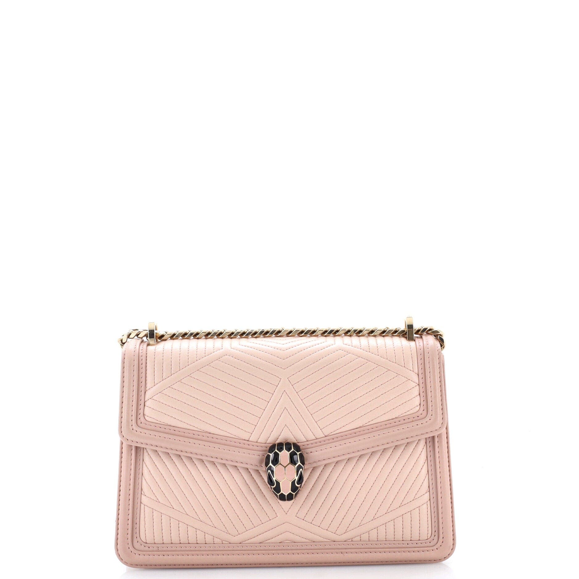 Serpenti Forever Shoulder Bag Quilted Leather Small, Main, color, Pink