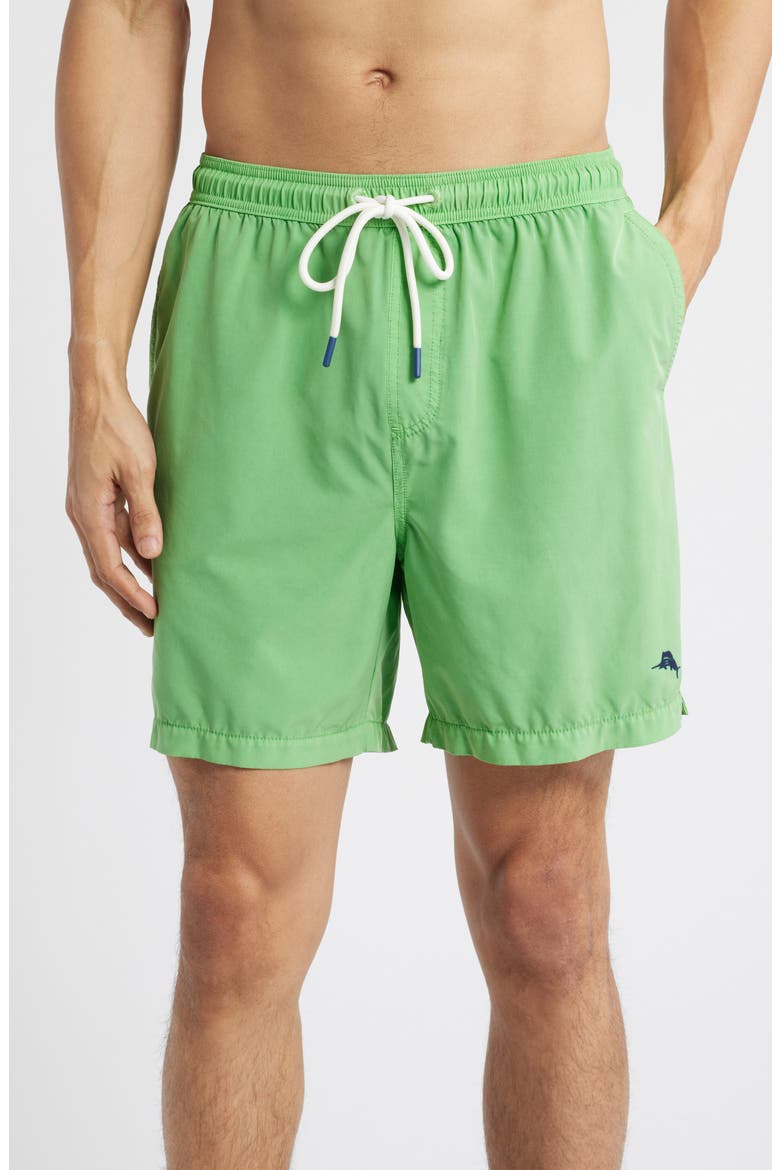 Naples Valley Garment Dyed 6-Inch Performance Swim Trunks, Main, color, GLOWSTICK