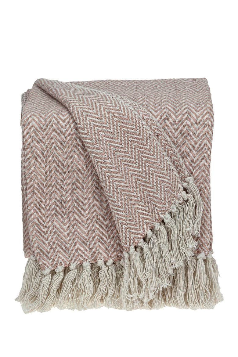 Isla Transitional Pink 80" x 97" Woven Handloom Throw Blanket, Main, color, PINK