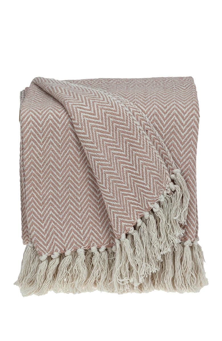 PARKLAND COLLECTION Isla Transitional Pink 80" x 97" Woven Handloom Throw Blanket, Main, color, Pink