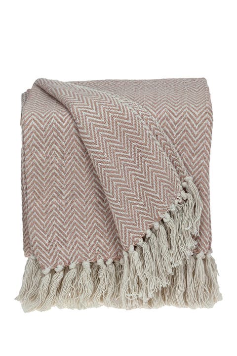 Isla Transitional Pink 80" x 97" Woven Handloom Throw Blanket