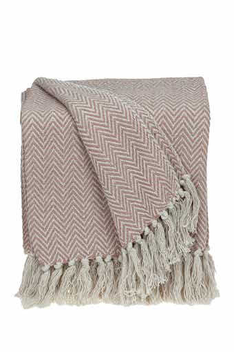 PARKLAND COLLECTION Isla Transitional Pink 80" x 97" Woven Handloom Throw Blanket