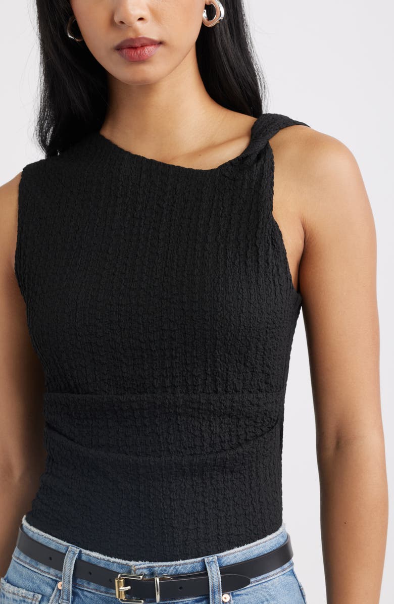 Open Edit Twisted Shoulder Textured Tank, Alternate, color, Black