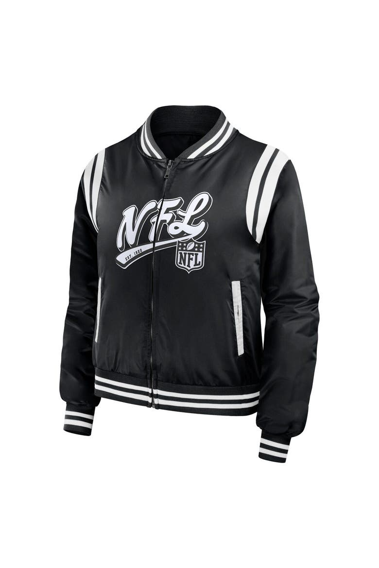 Women's WEAR by Erin Andrews Black Shield Merchandise Bomber Full-Zip Jacket, Alternate, color, Black