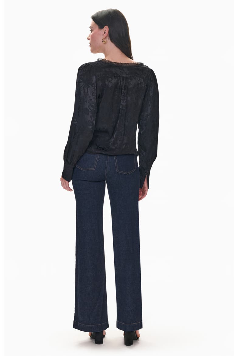Audrey Jacquard Blouse, Alternate, color, Noir