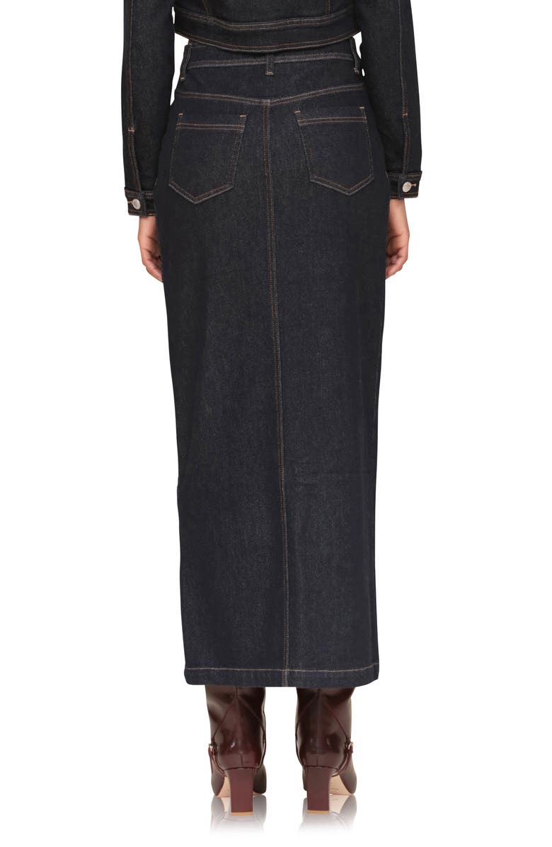 Avec Les Filles Slit Denim Maxi Skirt, Alternate, color, Rinse Wash