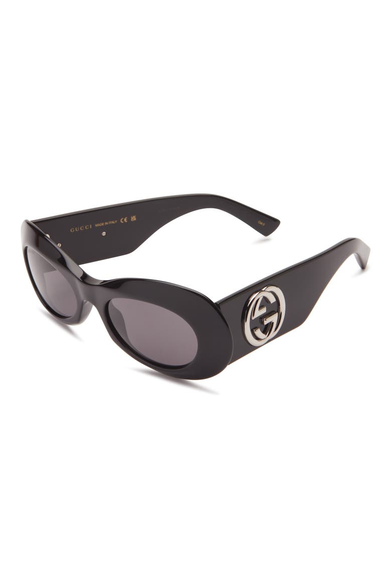 52mm Oval Sunglasses, Alternate, color, BLACK BLACK GREY