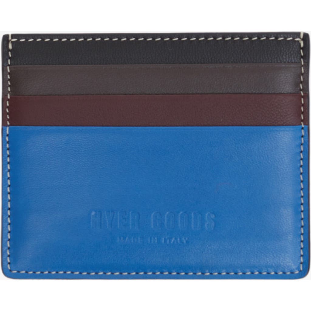 Hyer Goods Upcycled Italian Leather Certo Card Wallet In Electric Blue Colorblock