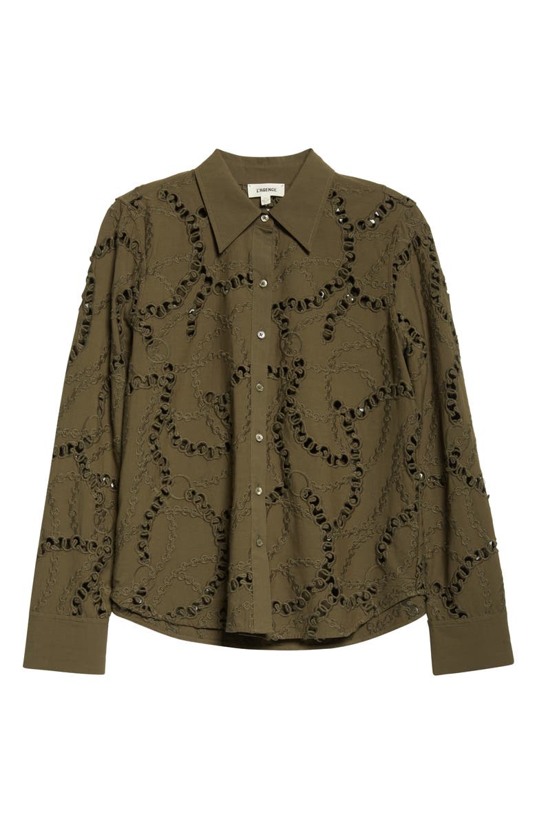 L'AGENCE Ellery Eyelet Cotton Blend Top, Alternate, color, Pine