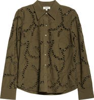 L'AGENCE Ellery Eyelet Cotton Blend Top