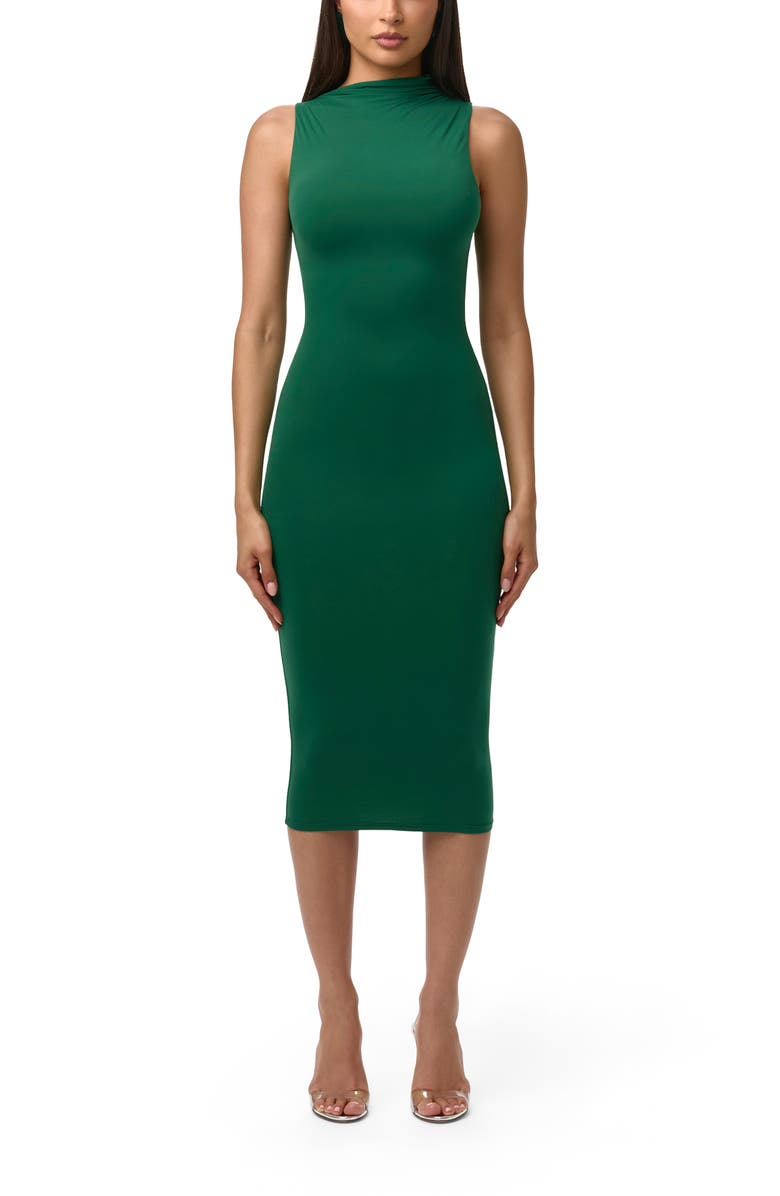 Naked Wardrobe Sleeveless Midi Dress, Main, color, Jungle Green