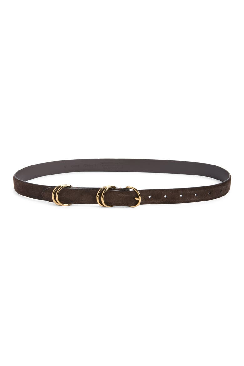 Jodi Suede Double D-Ring Belt, Main, color, DARK CAROB