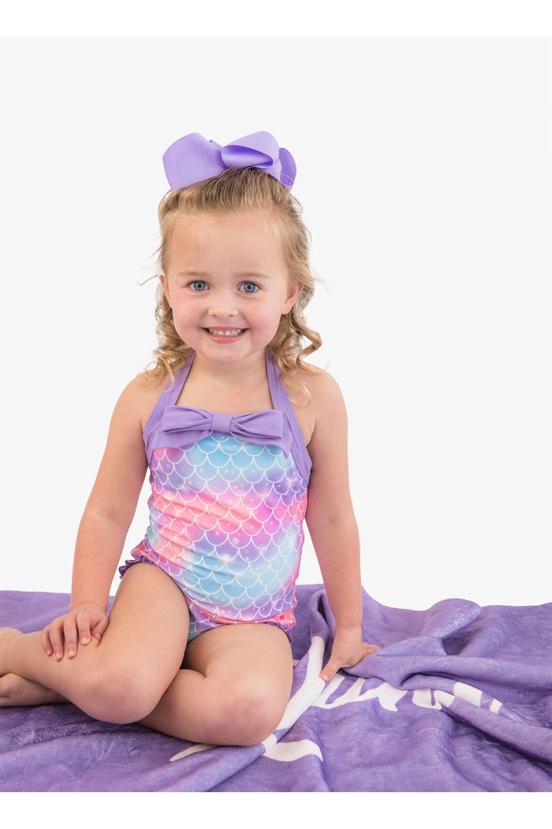 Halter UPF50+ One Piece Swimsuit, Alternate, color, Shimmer Mermaid Tale