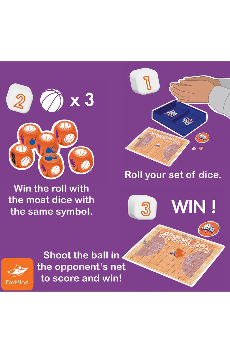 FoxMind Games Sports Dice Basketball Fun Family Game, Alternate, color, Multicolored