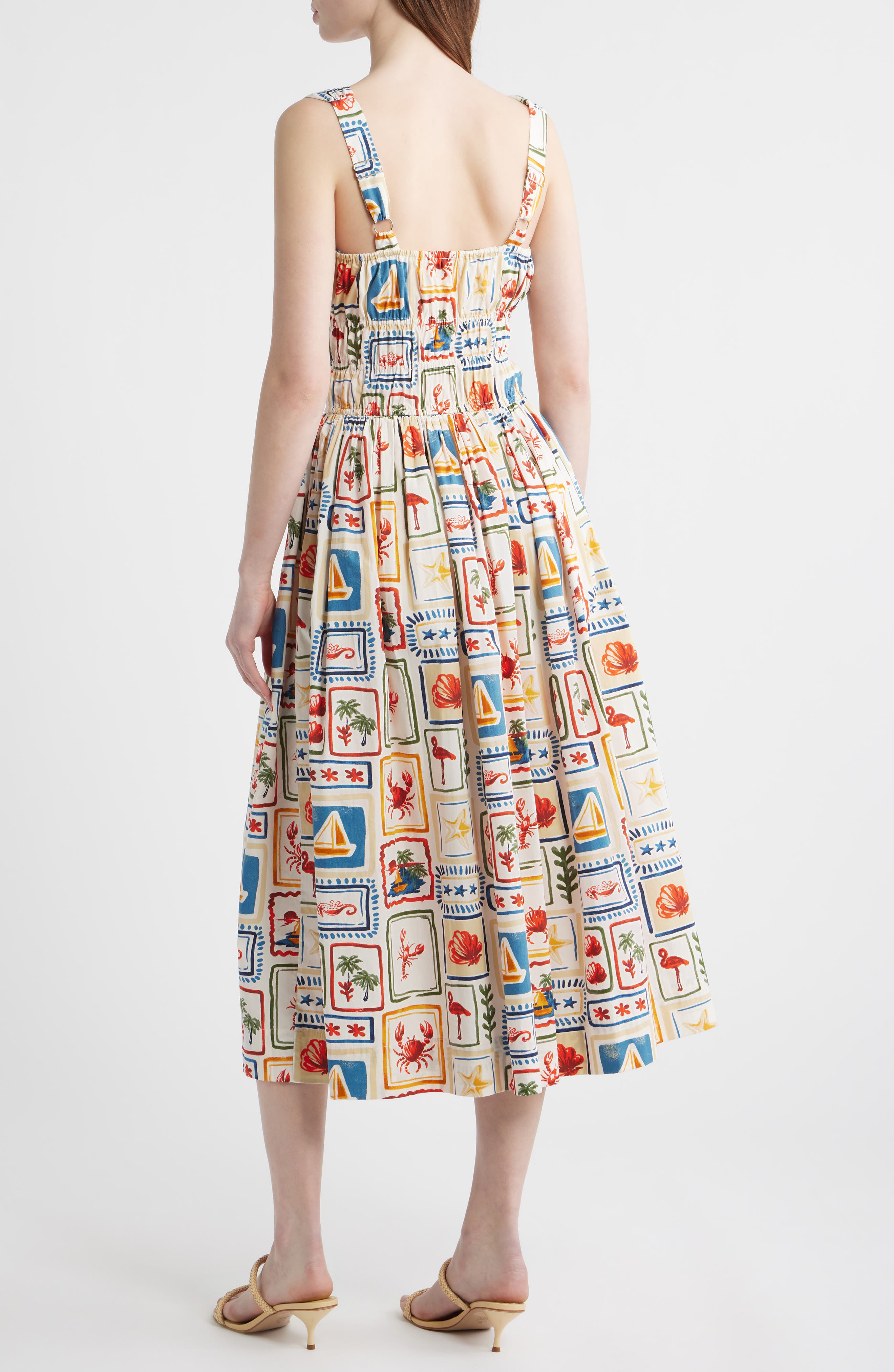 Postcard Print Cotton Midi Dress - image 2