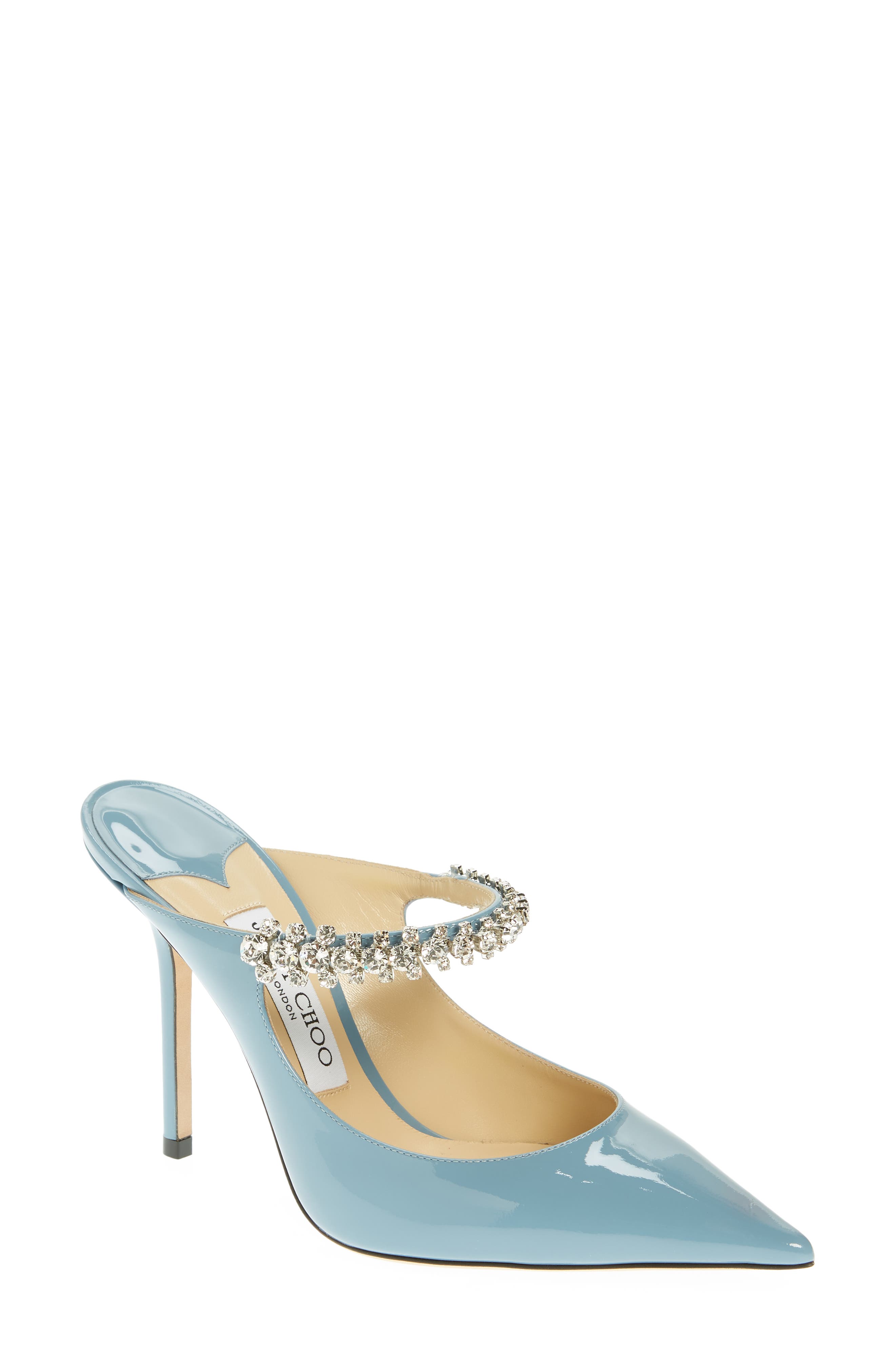 Jimmy Choo Bing Crystal Embellished Pointed Toe Patent Mule, Main, color, 