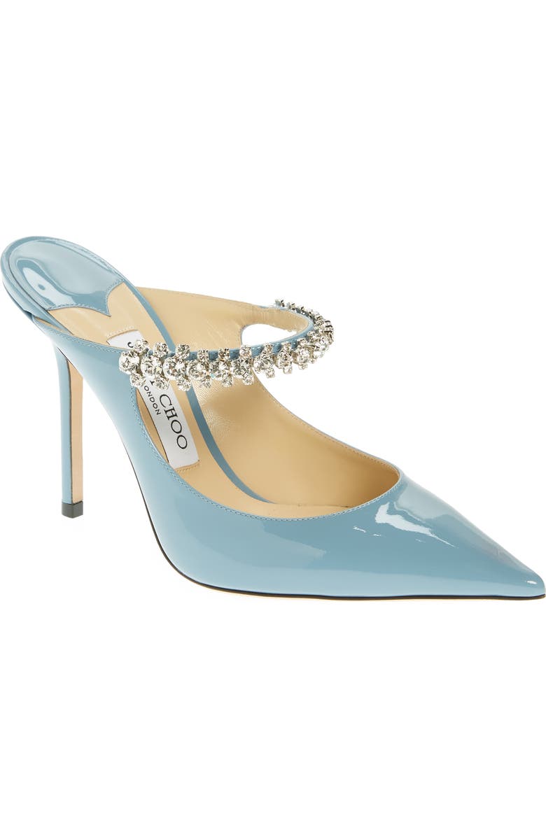 Jimmy Choo Bing Crystal Embellished Pointed Toe Patent Mule, Main, color,