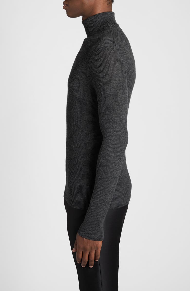 TOM FORD Wool, Silk & Cashmere Rib Turtleneck Sweater, Alternate, color, Ig721 Charcoal Melange