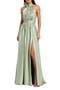 Rosette Halter Chiffon Evening Gown
