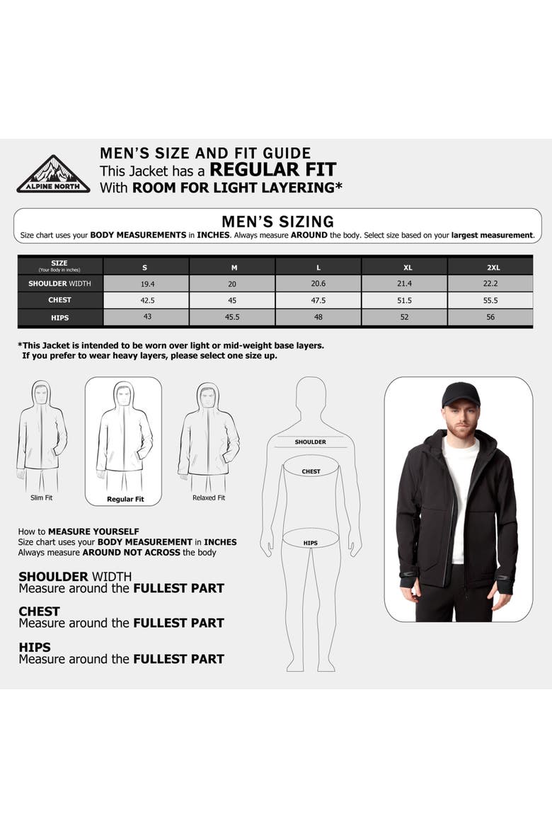 Tofino - Men's Fleece Lined Softshell Windbreaker, Alternate, color, BLACK