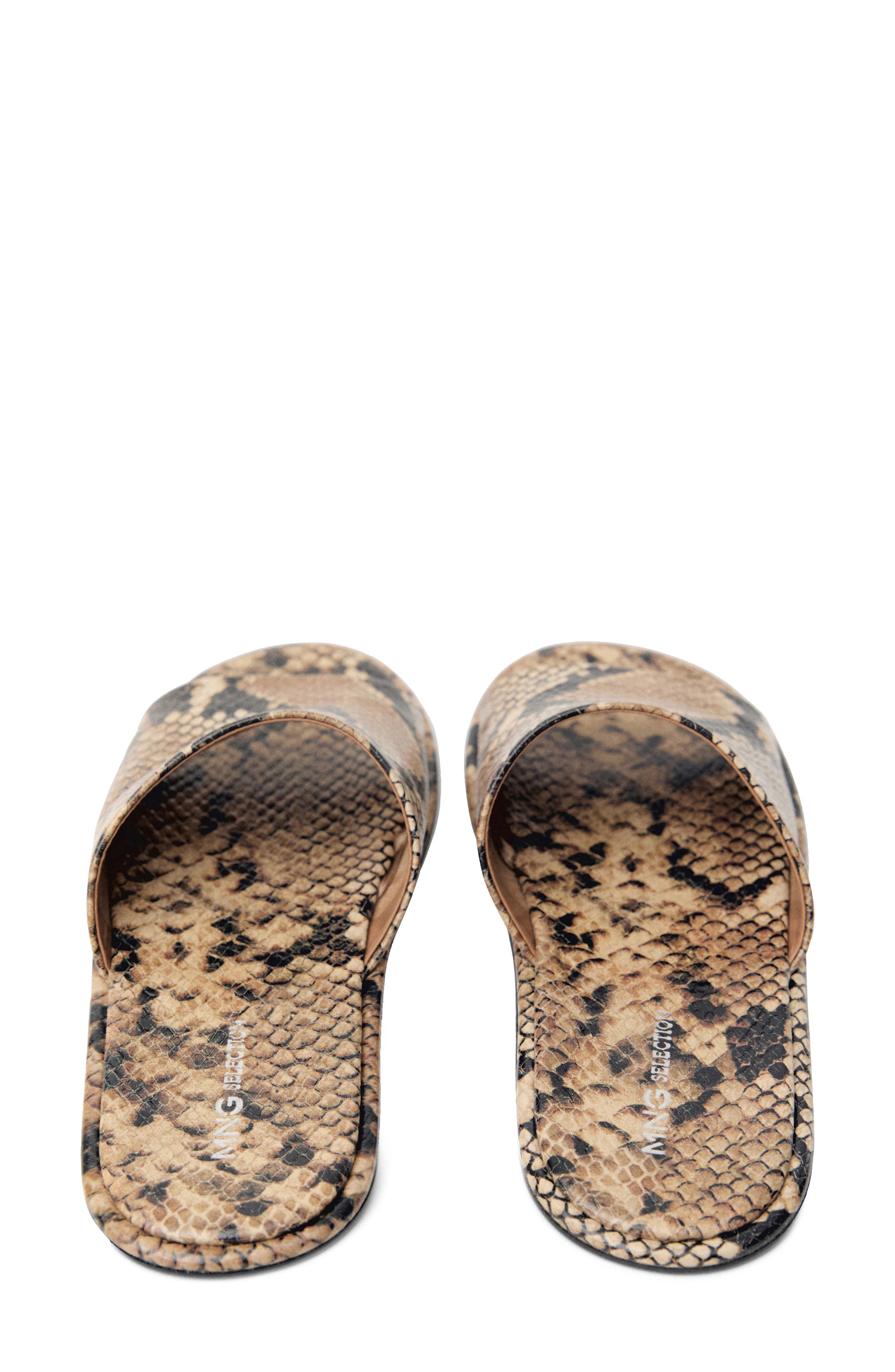 MANGO Snake Embossed Slide Sandal, Alternate, color, 