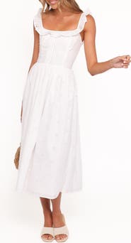 Petal & Pup Ruella Eyelet Lace-Up Back Midi Dress