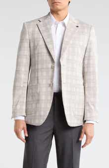 T.R. PREMIUM Slim Fit Plaid Cotton Blend Blazer
