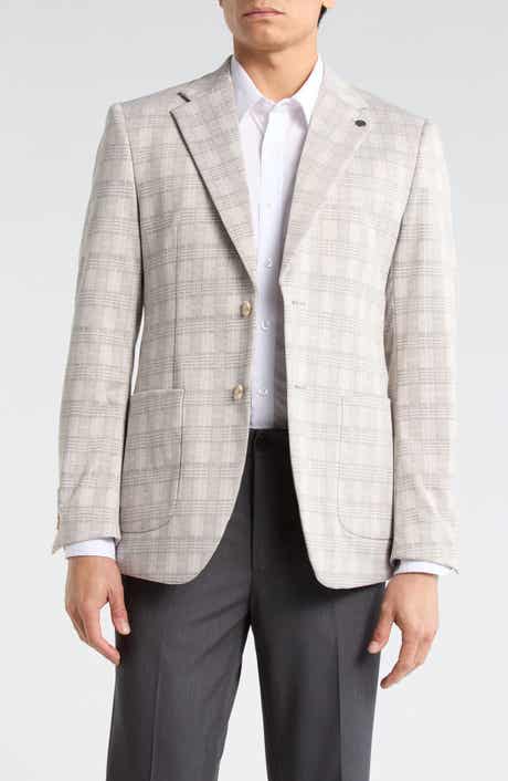 T.R. PREMIUM Slim Fit Plaid Cotton Blend Blazer