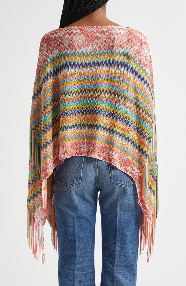 Missoni Metallic Zigzag Knit Poncho, Alternate, color,