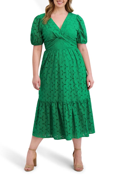 Cotton Eyelet Midi Dress (Plus)