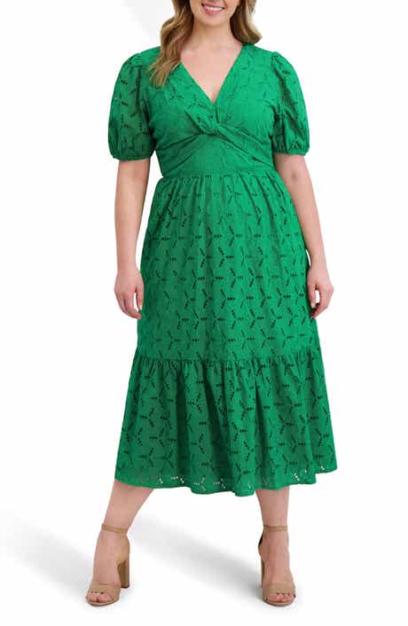 Kensie Cotton Eyelet Midi Dress