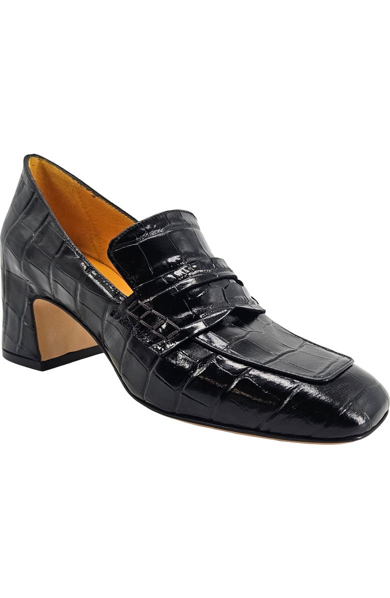 Madison Maison Heel Croc Embossed Loafer, Alternate, color, Black