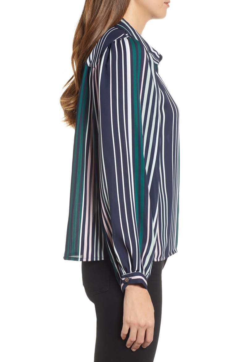 Pavillion Stripe Button Down Shirt, Alternate, color, CAVIAR