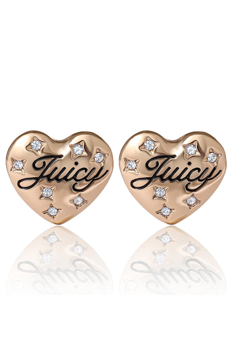 Juicy Couture Crystal-Embellished Heart Stud Earrings, Main, color, Gold