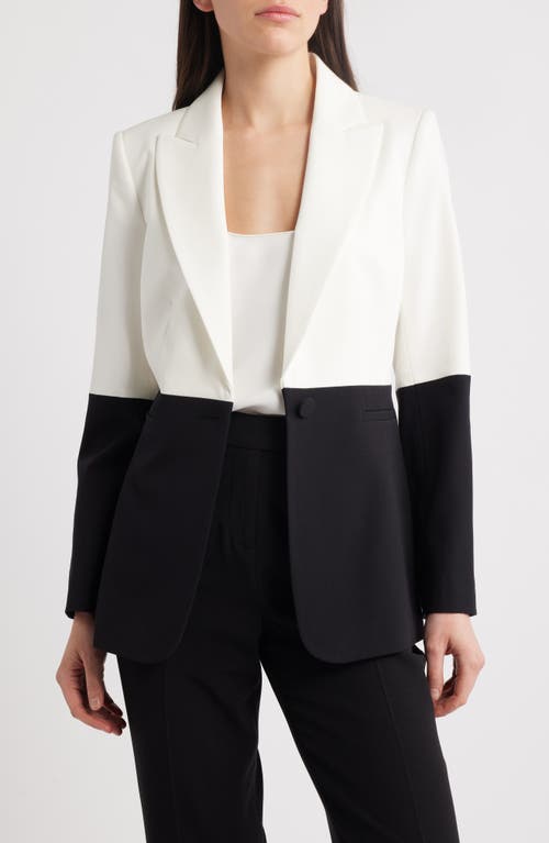 Tahari Asl Colorblock Blazer In White Black