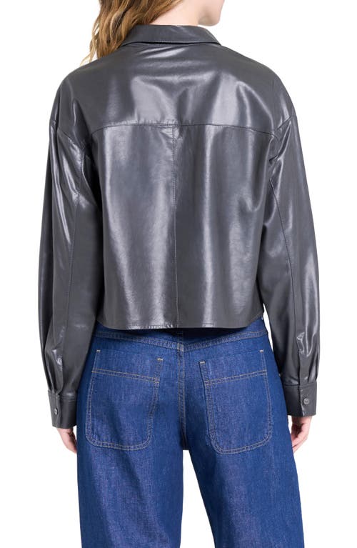 Twp Little Big Joe Leather Snap-up Shirt In Gray