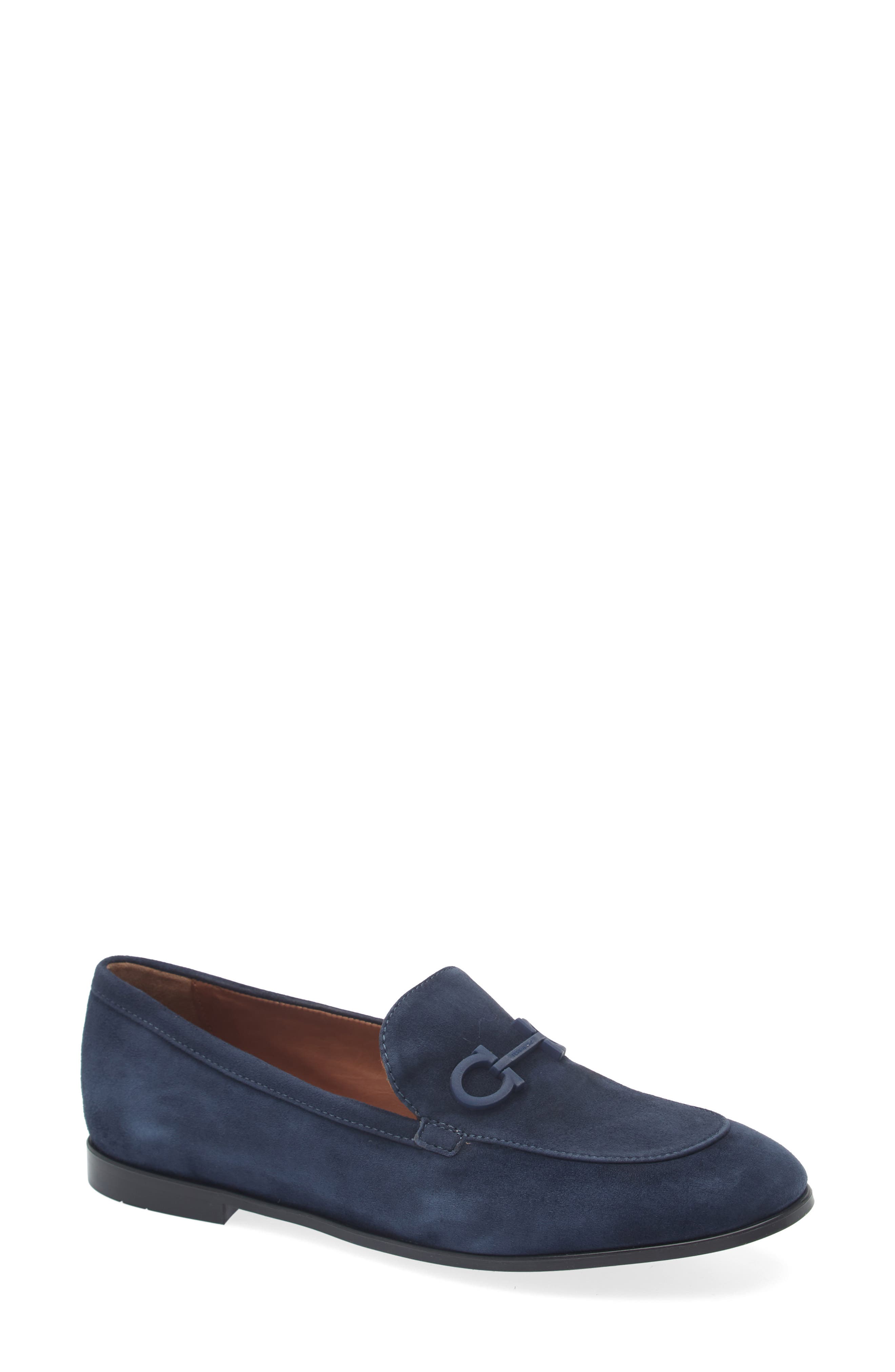 FERRAGAMO Soldy Gancio Loafer, Main, color, Navy Naturale Naturale