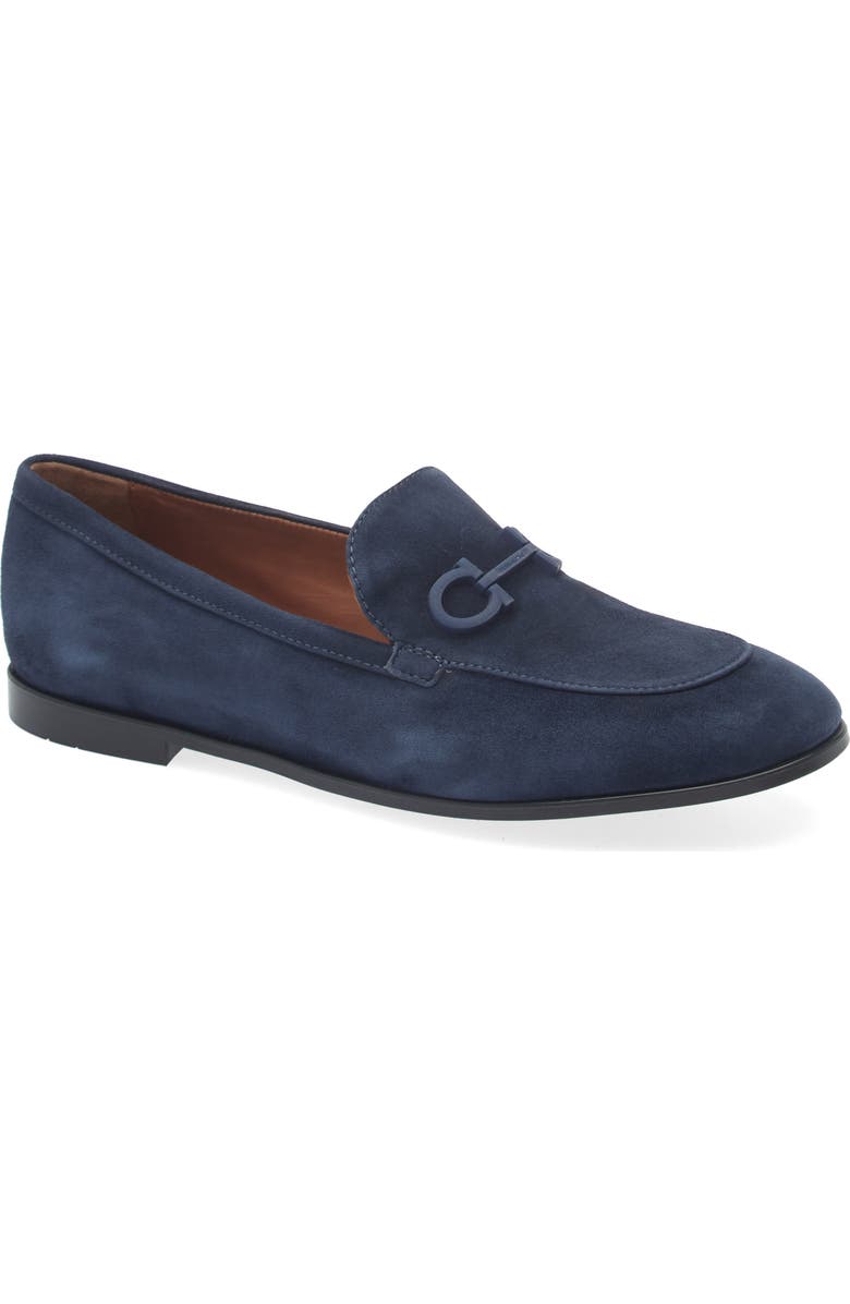FERRAGAMO Soldy Gancio Loafer, Main, color, Navy Naturale Naturale