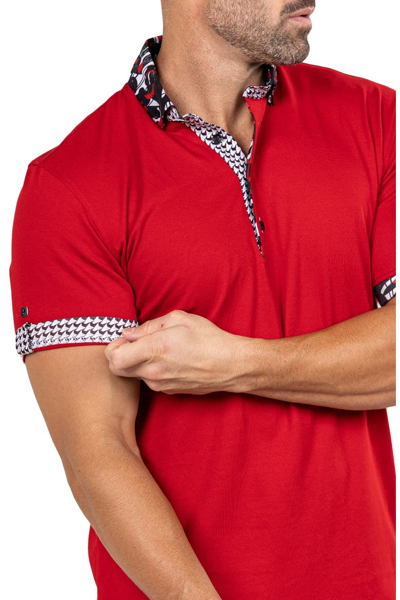 Newton Marthyr0027 Red Button-Down Piqué Polo, Alternate, color, RED
